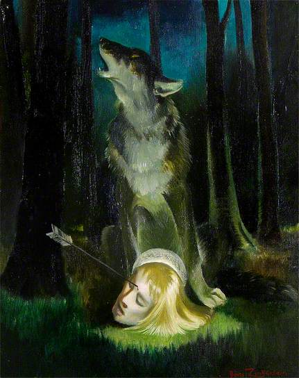 Wolf Guarding the Head of St Edmund by Doris Clare Zinkeisen